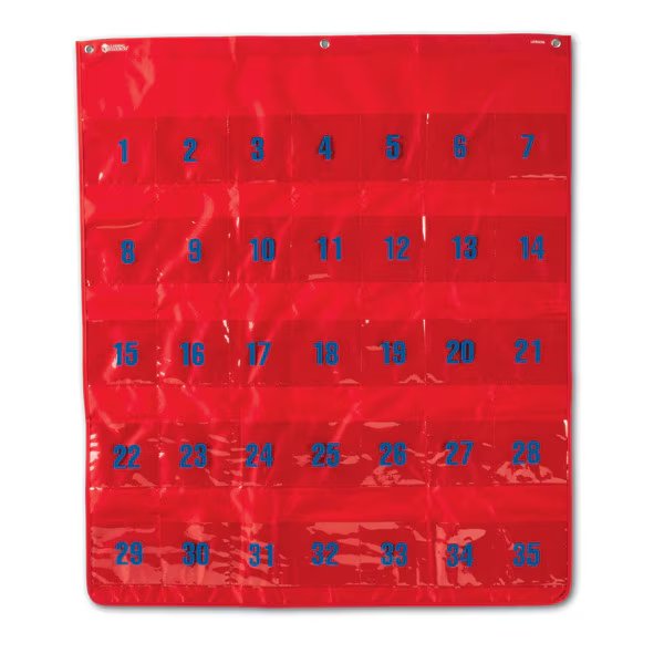 Calculator Storage Pocket Chart, Color: Red, Learning Resources, Mfr#: 0056